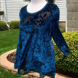 💥SOLD!💥 NWT Dark teal/blue long-sleeve blouse